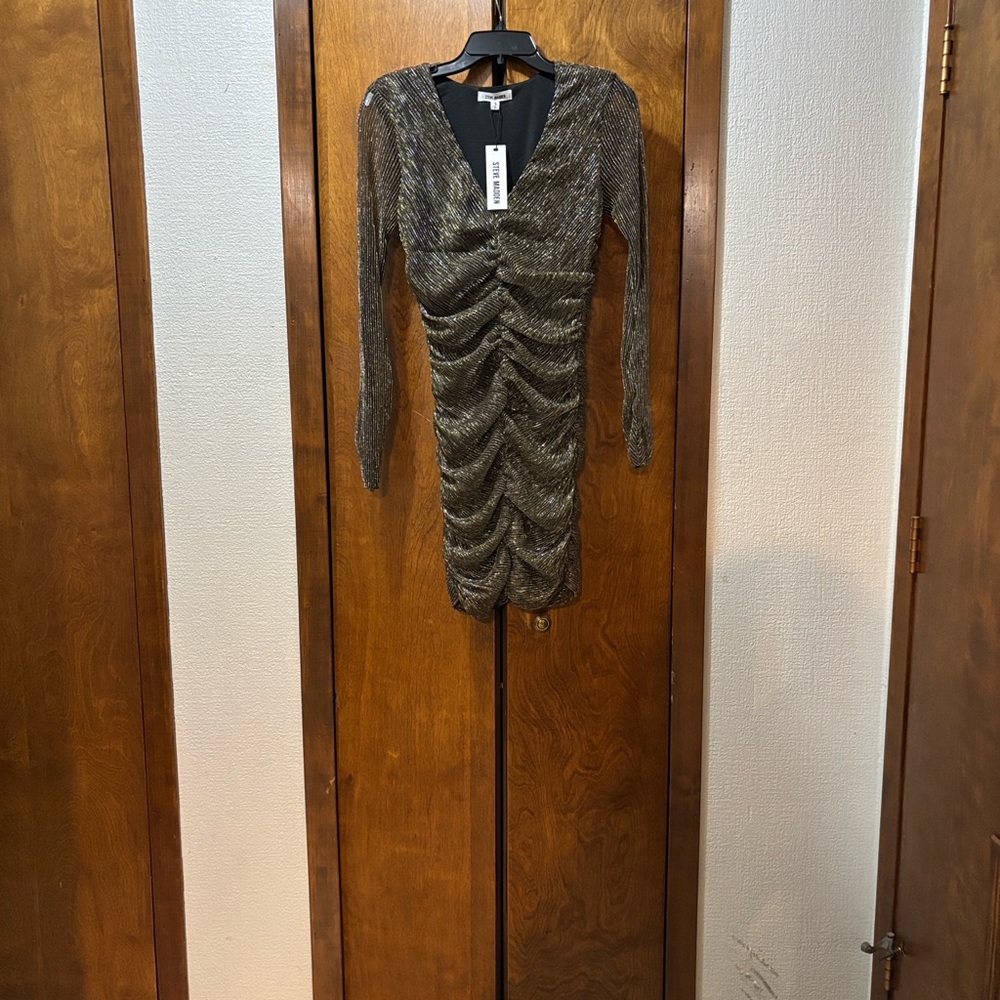 Steve Madden Metallic V-Neck Dress